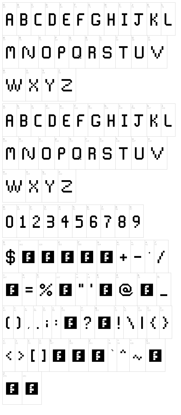 Space Theme font map